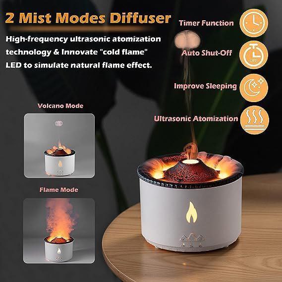 Volcano Humidifier Flame Aroma Diffuser